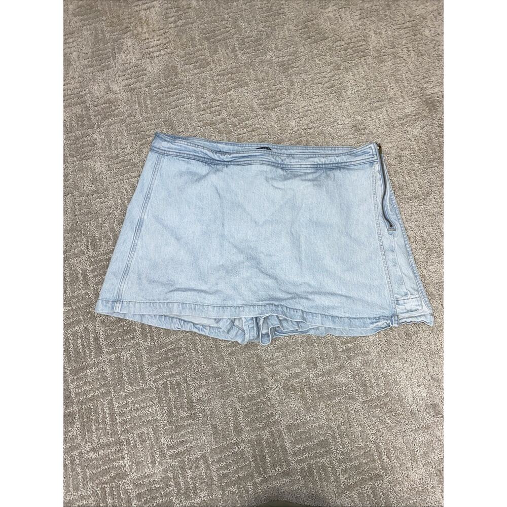 J.Crew Denim Light Wash Jeans Mini Skort Side Zip Size 16 90s Y2K